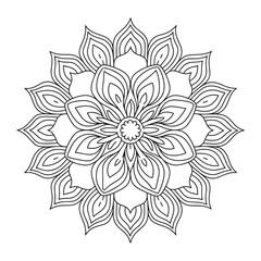 Mandala black and white flower line art design