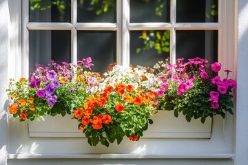 Fototapeta premium Colorful Flowers in Window Box