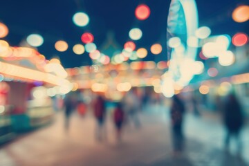 Blurry vintage night theme park background image
