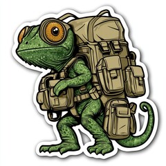 Obraz premium Chameleon with Backpack