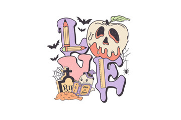 Love Halloween Teacher PNG Sublimation design