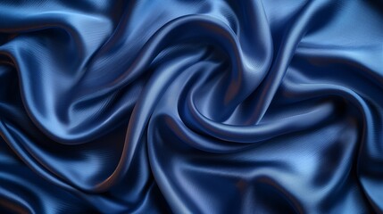 Obraz premium Navy blue silk satin. Silky shiny fabric. Dark luxury background with space for design. Banner. Wide. Long. Panoramic. Template. Empty. Flat lay, top view table. Beautiful. Elegant. Birthday. Christma