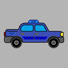 Police car illustration of emergency vehicle cartoon 2d drawing.