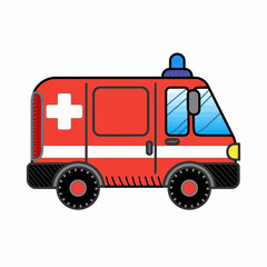Paramedic car illustration of emergency vehicle cartoon 2d drawing.
