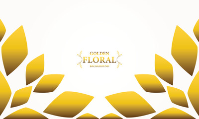 golden white background with golden leaves . Vector illustration. Can be used for advertising, presentation.