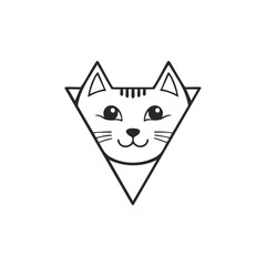 kitten head smiling black vector