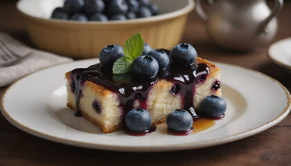 slice of blueberry cake on a plate