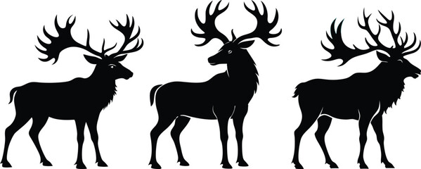 elk silhouette vector illustration black  