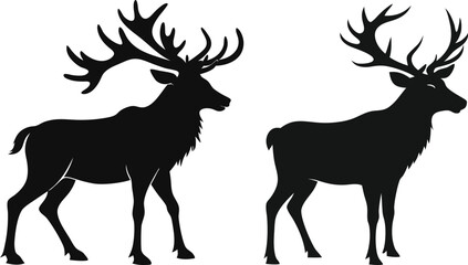elk silhouette vector illustration black  