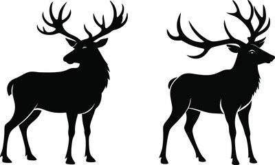 elk silhouette vector illustration black  