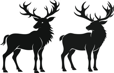 elk silhouette vector illustration black  