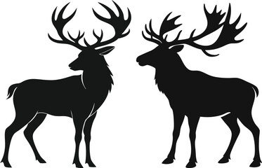 elk silhouette vector illustration black  
