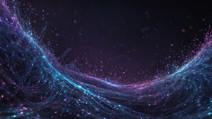 Fototapeta premium Abstract digital visual with blue and pink waves on dark background.