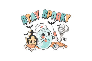 stay spooky, Halloween Nurse PNG Sublimation design
