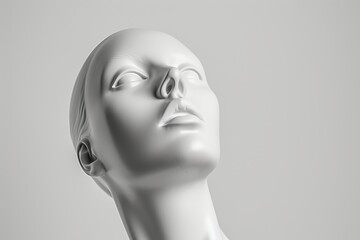 White mannequin s head on a white backdrop