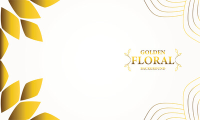 golden white background with golden leaves . Vector illustration. Can be used for advertising, presentation.