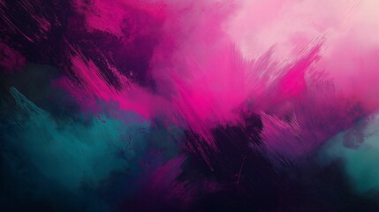 Vibrant abstract background with dynamic brushstroke textures in bold pink, teal, and purple hues.