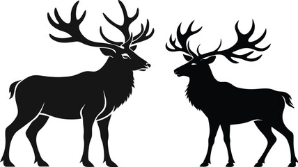 elk silhouette vector illustration black  