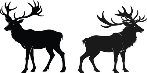 elk silhouette vector illustration black  