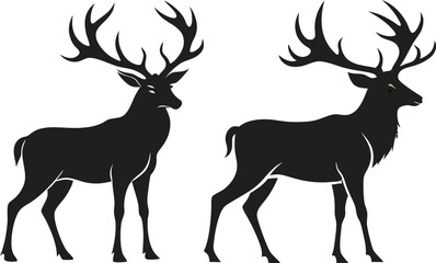 elk silhouette vector illustration black  