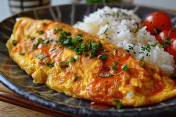 Omelette stuffed with rice
