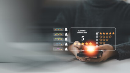 User give rating to service experience on online application, Customers can evaluate quality of service leading to reputation ranking of business