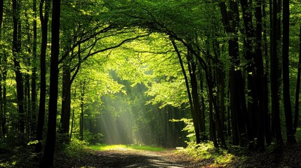 Obraz premium Natural archway shaped by branches in the forest