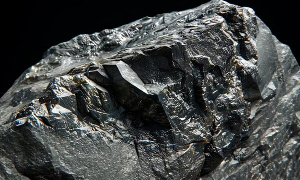 Close-up of a rugged, textured black rock