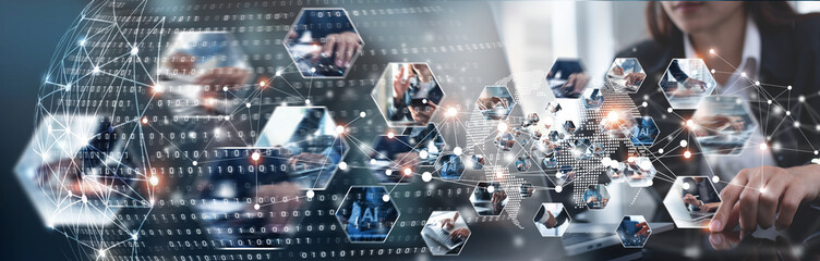 Global business, internet network connection, online marketing. Digital organization, Business man...