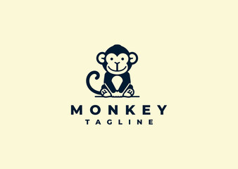 Vector illustration of Monkey Logo Design
