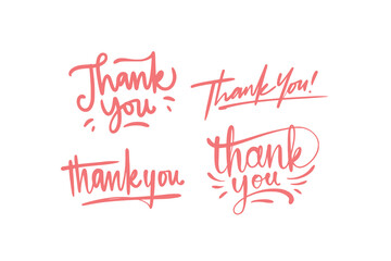 Handwritten Thank you lettering for greeting, colorful typography, lettering collection
