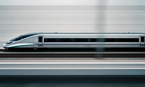 High-speed train in motion on a track