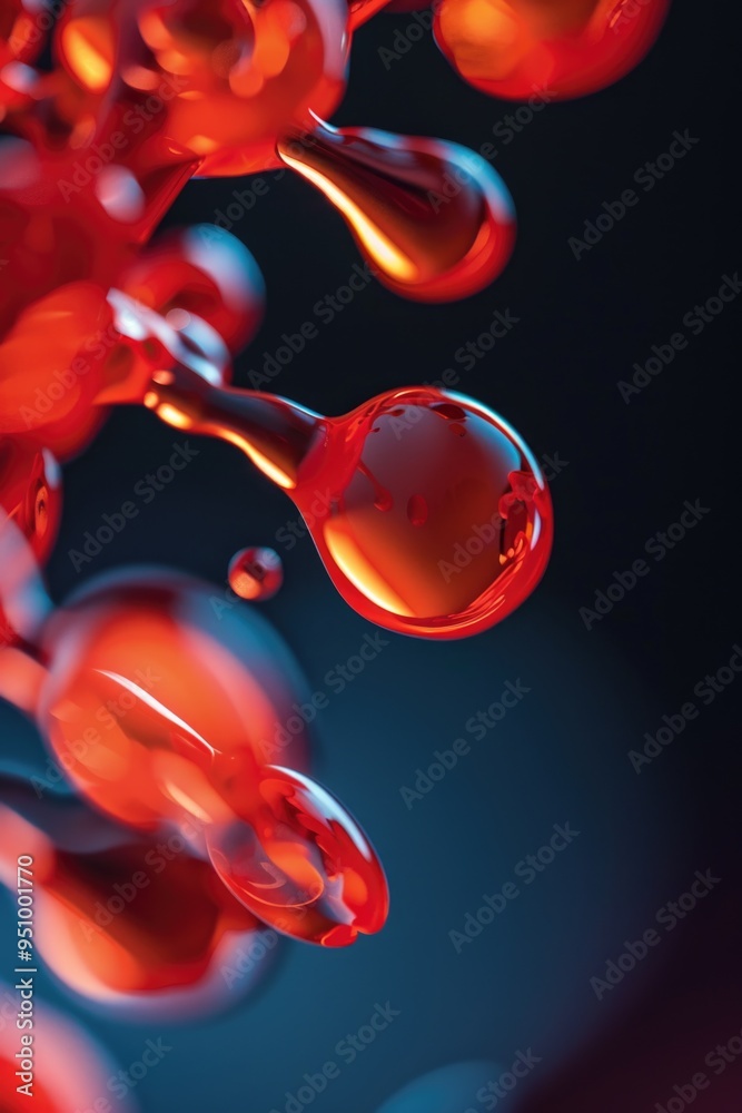 Poster a detailed view of a cluster of water droplets, highlighting their shape and texture