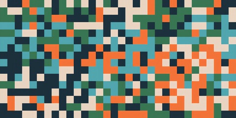 Abstract pixel art background in a vibrant color palette. Perfect for digital design projects, branding, and social media.