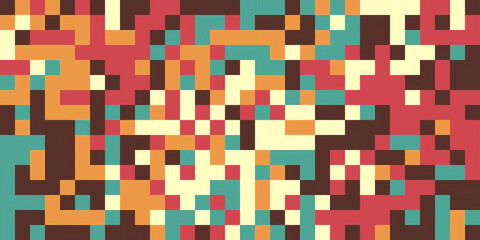 Fototapeta premium Abstract pixel art background with a retro color palette. This vibrant and colorful pattern is perfect for adding a touch of nostalgia and digital art to your designs. 