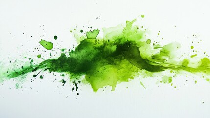 A green watercolor splash, vibrant and dynamic, spreading across the canvas