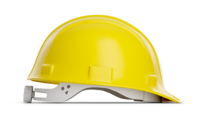 Yellow Construction Hard Hat Isolated. Transparent PNG.