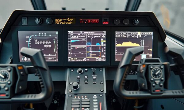 Cockpit dashboard of a modern aircraft