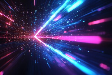 Fototapeta premium Abstract motion speed glowing effect background created with Generative AI