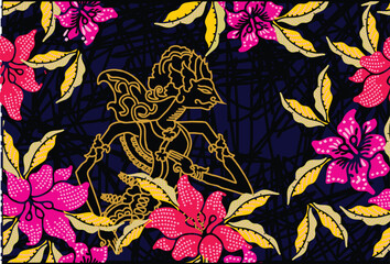 Indonesian batik motifs by displaying a very distinctive wayang kulit silhouette figure