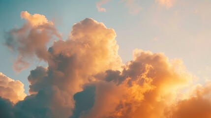 Uncommon cloud formations illuminated by sunlight