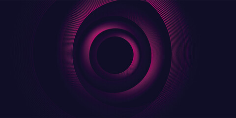 Dark abstract background with glowing circles. Swirl circular lines element. Shiny lines. Futuristic technology concept.