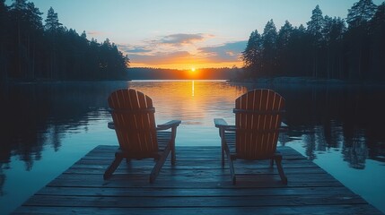 Naklejka premium Sunset Serenity on the Lake