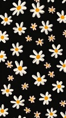 Black background with daisies