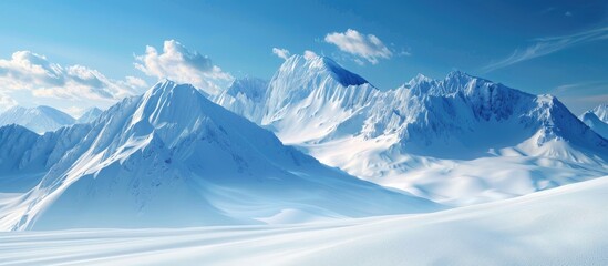 Obraz premium Beautiful Snow Mountains With Clear Blue Sky Is Perfect Holiday Destination For Summer