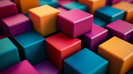 Obraz premium Abstract 3D Cube Art: Vibrant Geometric Design in AR