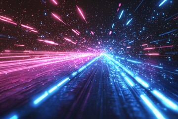 Fototapeta premium Abstract motion speed glowing effect background created with Generative AI