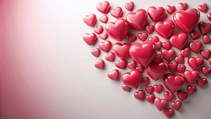 Obraz premium Stock photo featuring various sizes of heart shapes on the left side of the image