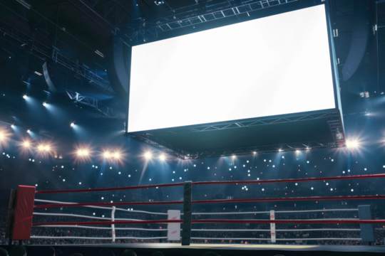 Boxing ring stadium screen  png mockup, transparent design