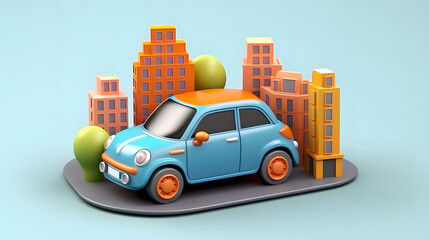 City Car 3d cartoon style